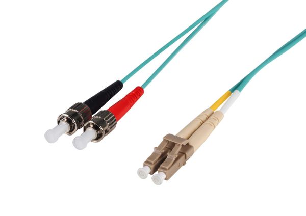 Picture of 30M 50u LC/ST OM3 Fibre Lead Duplex Multimode Aqua LSZH Jacket