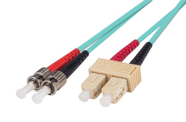 Picture of 0.5M 50u SC/ST OM3 Fibre Lead Duplex Multimode Aqua LSZH Jacket