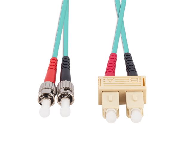 Picture of 1M 50u SC/ST OM3 Fibre Lead Duplex Multimode Aqua LSZH Jacket