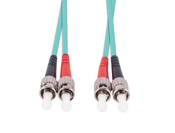 Picture of 1M 50u ST/ST OM3 Fibre Lead Duplex Multimode Aqua LSZH Jacket