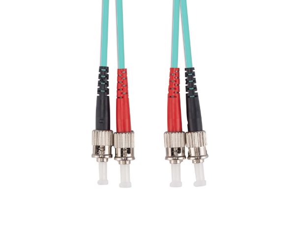 Picture of 1M 50u ST/ST OM3 Fibre Lead Duplex Multimode Aqua LSZH Jacket