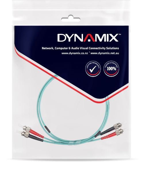 Picture of 10M 50u ST/ST OM3 Fibre Lead Duplex Multimode Aqua LSZH Jacket