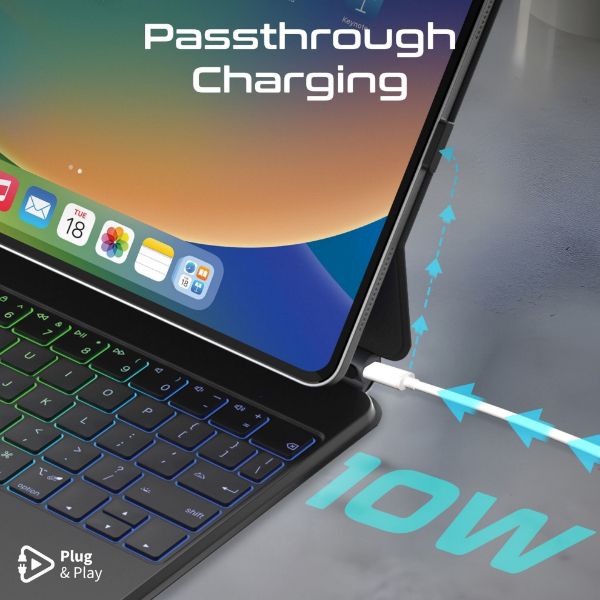 Picture of Folio Touch Wireless iPad Keyboard Case RGB Backlight & Smart Connector. Multi-Gesture