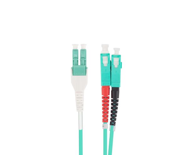 Picture of 1M LC to SC OM3 Uniboot Elite Low-loss 50u 3mm MM Duplex Fibre Lead Aqua LSZH Jacket