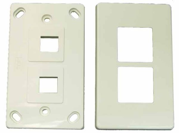 Picture of Dual Port RJ45 Keystone Face Plate 2 Piece Horizontal Mount