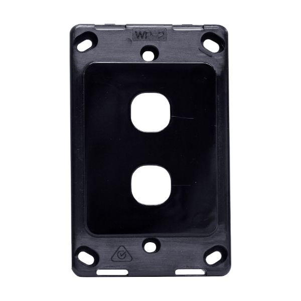 Picture of Switch Plate ONLY. 2 Gang Wall Face Plate Accepts Clipsal Style Mechs Black