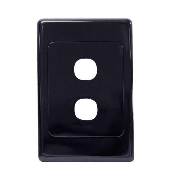 Picture of Switch Plate ONLY. 2 Gang Wall Face Plate Accepts Clipsal Style Mechs Black