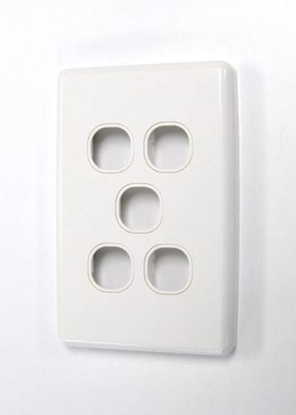 Picture of Switch Plate ONLY. 5 Gang WPC Series Wall Face Cover Plate. (Accepts Clipsal Style