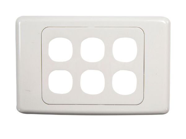 Picture of Six Port RJ45 Face Plates. AMDEX style