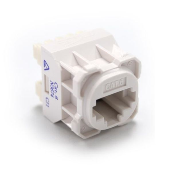 Picture of Cat6 RJ45 Jack for Face Plates White Recommend for use w/ RJ45 Only T568A Wiring
