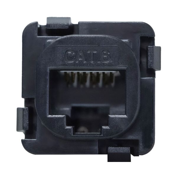 Picture of Cat6 UTP Style RJ45 Slimline Jack T568A Wiring 180 Jack Black