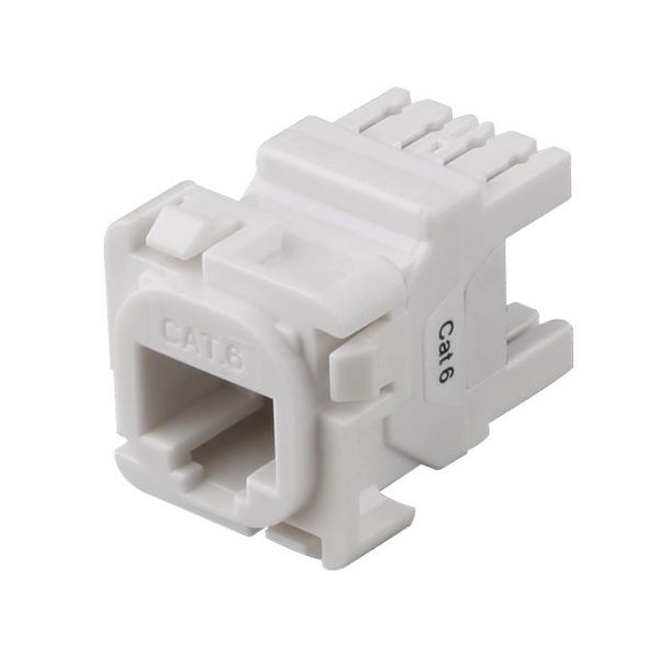 Picture of Cat6 UTP Style RJ45 Slimline Jack T568A Wiring 180 Jack White