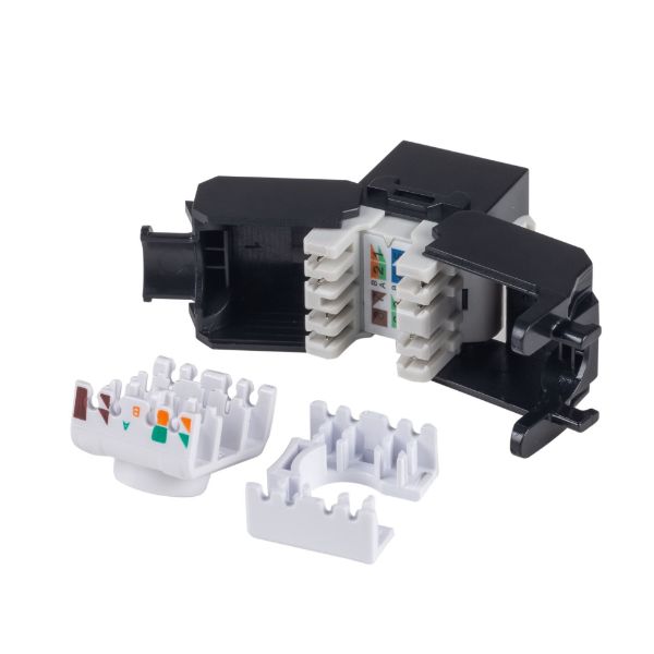 Picture of Cat6 UTP Keystone Slimline Tooless & Punch Down Compatible Jack Black