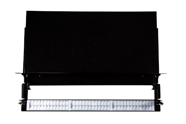 Picture of 19'' 1U Fibre Patch Panel 3 Slot Metal Sliding Drawer Black Supplied w/ 2x 24 Port