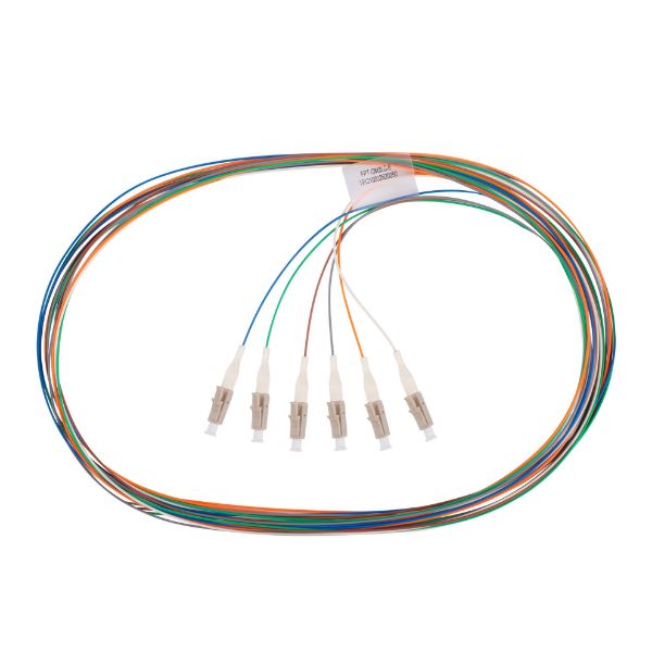 Picture of 2M LC Pigtail OM3 6x Pack Colour Coded 900um Multimode Fibre Tight Buffer LSZH Jacket