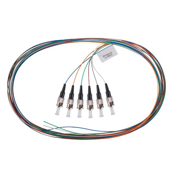 Picture of 2M ST Pigtail OM3 6x Pack Colour Coded 900um Multimode Fibre Tight Buffer LSZH Jacket