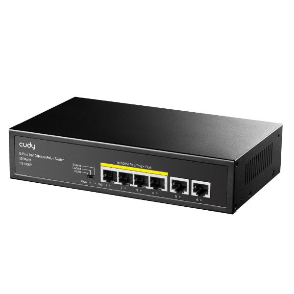 Picture of 6-Port 10/100M Unmanaged PoE+ 60W Desktop Switch Metal Case 4-Port IEEE 802.3at PoE+