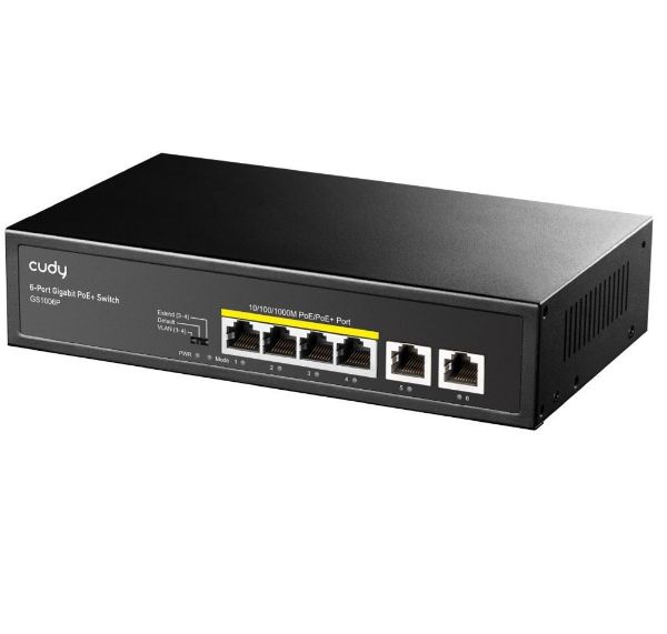Picture of 6-Port Gigabit Unmanaged PoE+ 65W Desktop Switch Metal Case 4x GbE w/ 802.3at/af