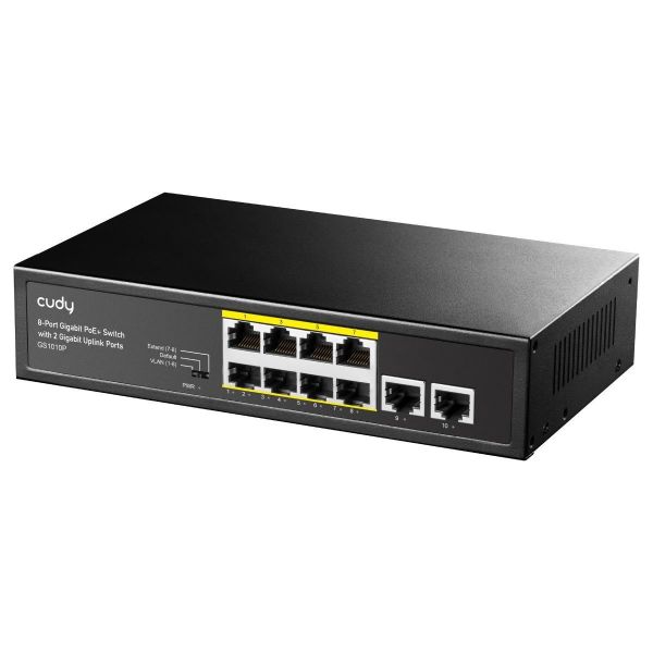 Picture of 8-Port Gigabit Unmanaged PoE+ 120W Desktop Switch w/ 2 Gig Uplink Ports. 8x GbE