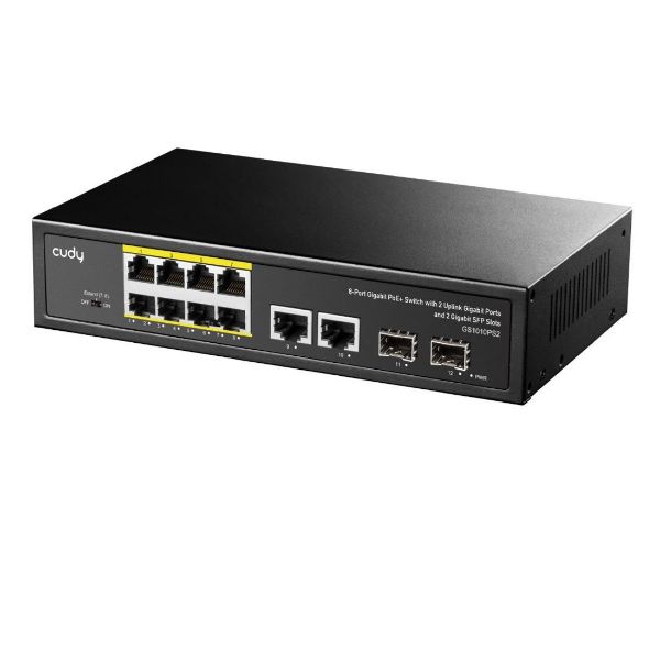 Picture of 8-Port Gigabit Unmanaged PoE+ 120W Desktop Switch w/ 2 Gig Uplink Ports & 2x Gigabit SFP