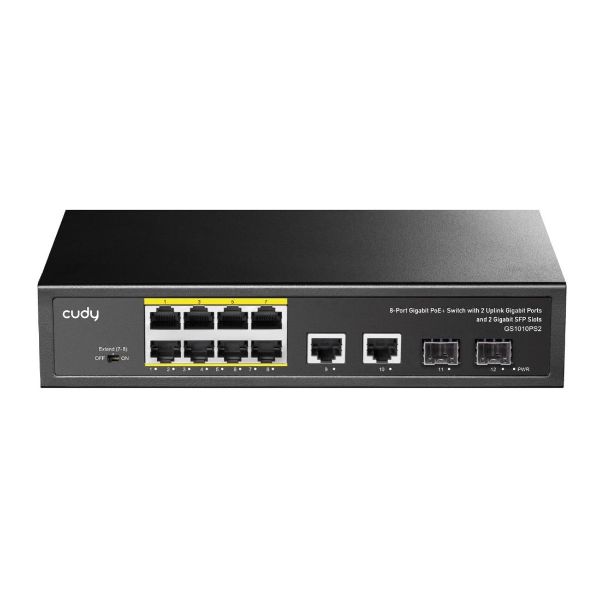 Picture of 8-Port Gigabit Unmanaged PoE+ 120W Desktop Switch w/ 2 Gig Uplink Ports & 2x Gigabit SFP