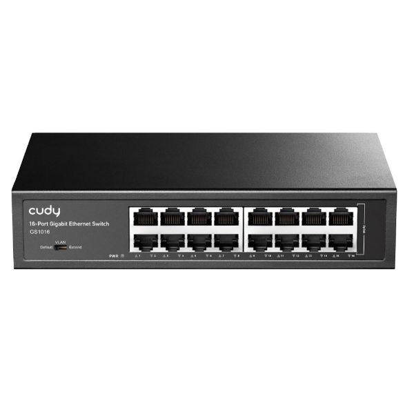 Picture of 16-Port Gigabit Unmanaged Desktop Switch in Metal Case. 16x 10/100/1000M RJ45 Ports