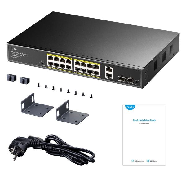 Picture of 16-Port Gigabit Unmanaged PoE+ 200W Switch with 2 Gig Uplink Ports & 2x Gig SFP slot