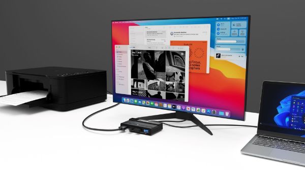 Picture of 4-Port KVM Switcher w/ 4x USB-A 3.0 Ports. Share USB Devices Between 2x