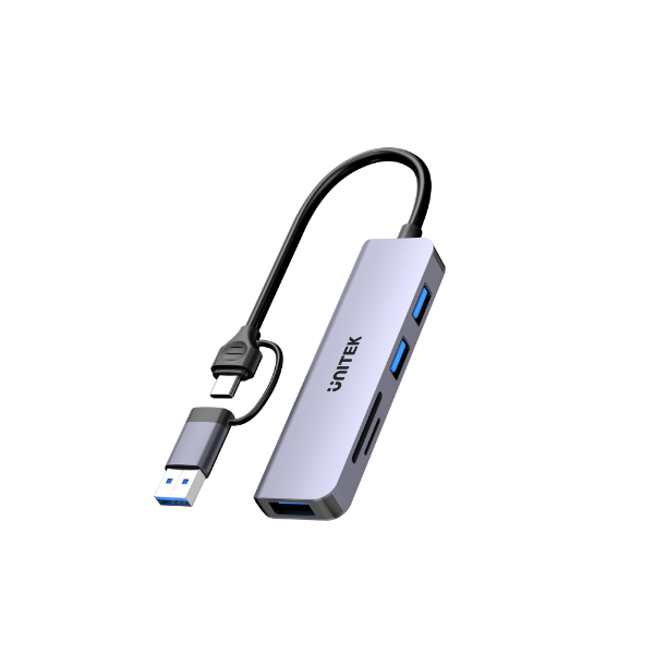 Picture of 5-in-1 5Gbps USB Multi-Port Hub w/ USB-C/A Connector. 3x USB-A Ports & SD Card.