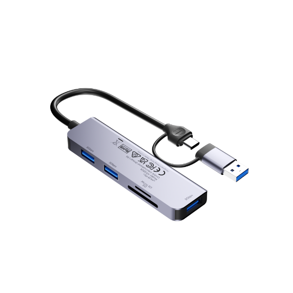 Picture of 5-in-1 5Gbps USB Multi-Port Hub w/ USB-C/A Connector. 3x USB-A Ports & SD Card.