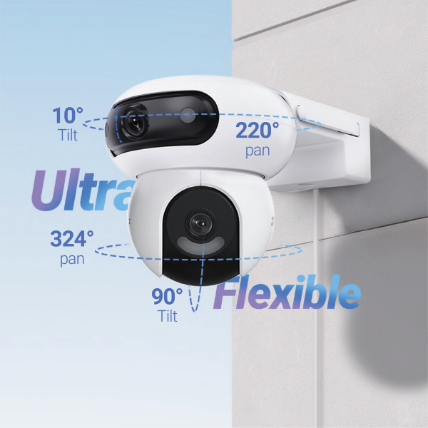 Picture of H90 4MP (2K+) Outdoor Dual PT WiFi Wired Camera (4MP+4MP). Dual Rotations