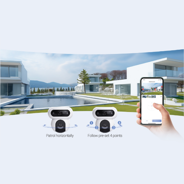 Picture of H90 4MP (2K+) Outdoor Dual PT WiFi Wired Camera (4MP+4MP). Dual Rotations