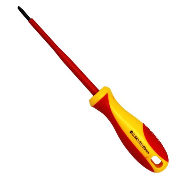 Picture of 100mm Electrical Insulated VDE Screwdriver Tested to 1000 Volts AC. (0.5 3 100mm).