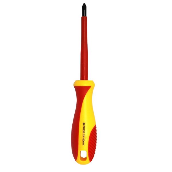 Picture of 100mm Electrical Insulated VDE Screwdriver Tested to 1000 Volts AC. (PH2 100mm)