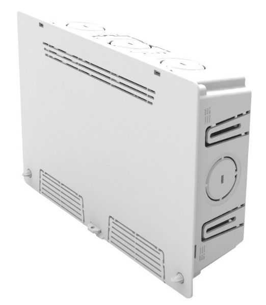 Picture of 9'' Recessed Plastic Enclosure w/ Flush Lid Slim Vented Lid w/ Triple GPO Knock Outs
