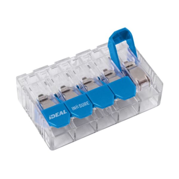 Picture of 30A 5 Port Wire Connector Lever. 20pc Jar. 0.5 mm2 to 6.0 mm2