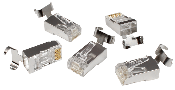 Picture of CAT6A/6/5e STP RJ45 Push Through Plug Staggered Pack of 25 Compatible w/ 30-495