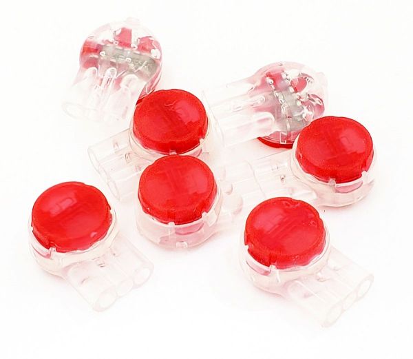 Picture of UR2 Red IDC 3-Wire Butt Splice Jellybean Wire Connector Pack of 100