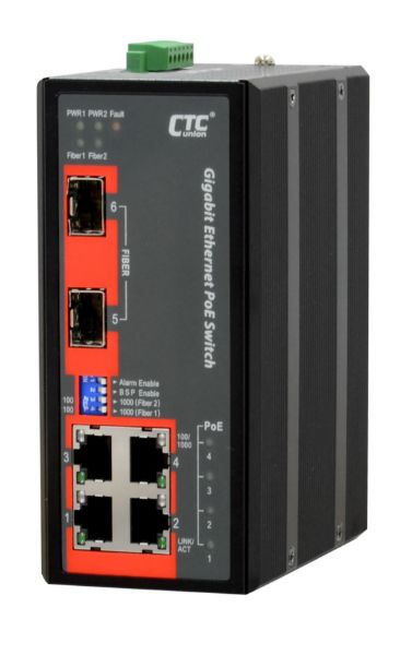 Picture of 4 Port Gigabit Unmanaged PoE Switch. -40C +75C. 4x 10/100/1000Base-T(X)