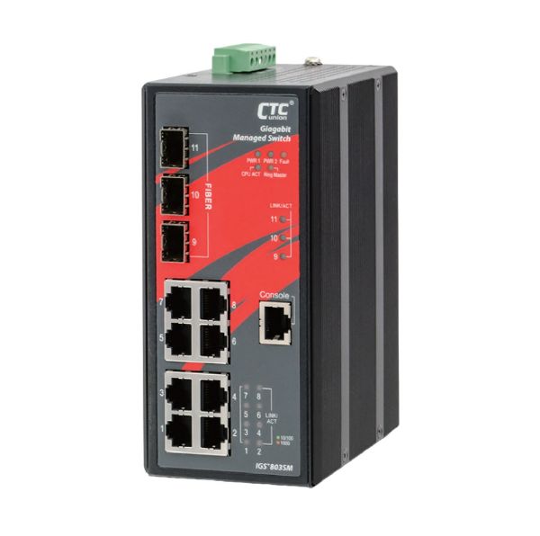 Picture of 8 Port Gigabit Managed Switch. -40C 75C. 8x 10/100/1000Base-T(X)