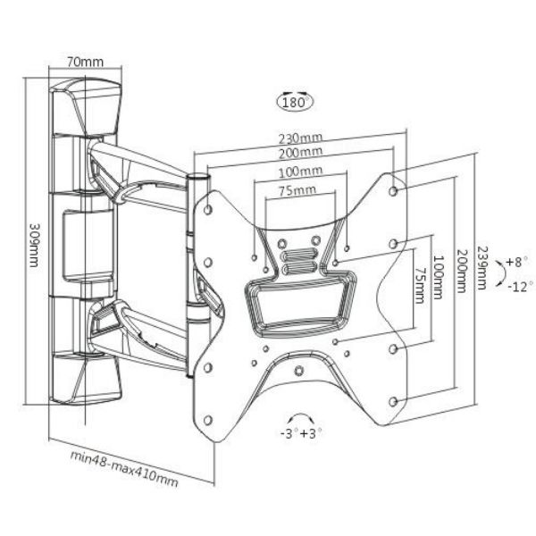 Picture of 23-42'' Full motion TV wall bracket Tilt & swivel Supports VESA