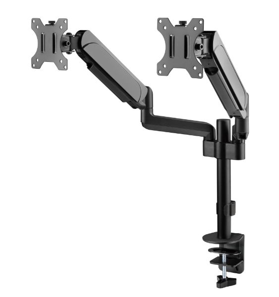 Picture of 17''-32'' Pole-Mounted Gas Spring Dual Monitor Desk Mount Bracket w/ Detachable Plate
