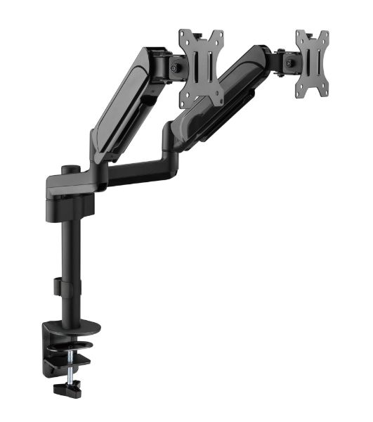 Picture of 17''-32'' Pole-Mounted Gas Spring Dual Monitor Desk Mount Bracket w/ Detachable Plate