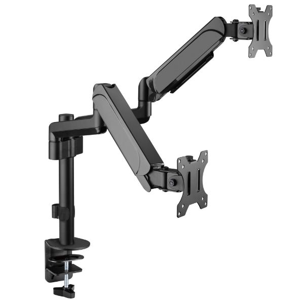 Picture of 17''-32'' Pole-Mounted Gas Spring Dual Monitor Desk Mount Bracket w/ Detachable Plate