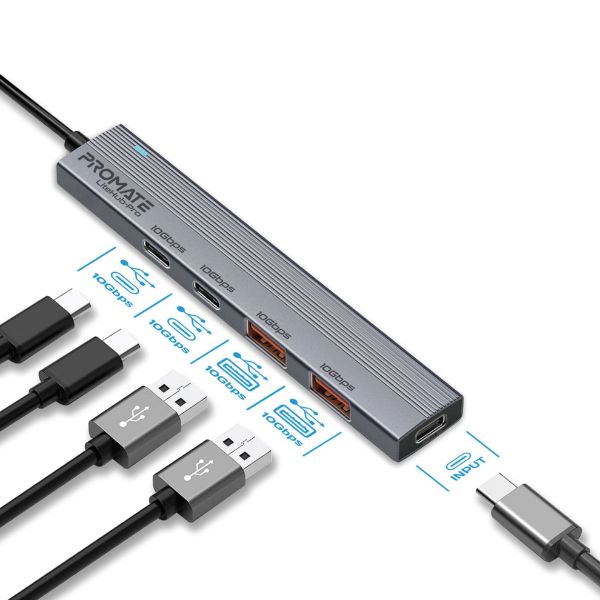 Picture of 4-in-1 USB Multi-Port Ultra Compact Hub USB-C Connector. 2x USB-A 10Gbps Ports & 2x