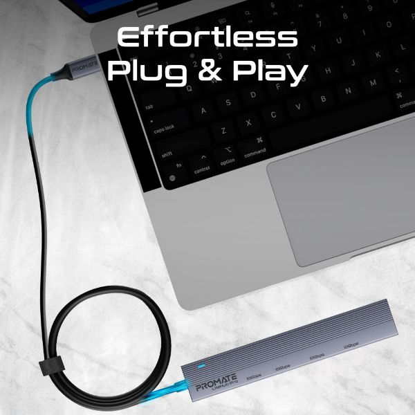 Picture of 4-in-1 USB Multi-Port Ultra Compact Hub USB-C Connector. 2x USB-A 10Gbps Ports & 2x