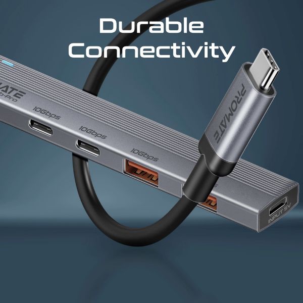 Picture of 4-in-1 USB Multi-Port Ultra Compact Hub USB-C Connector. 2x USB-A 10Gbps Ports & 2x
