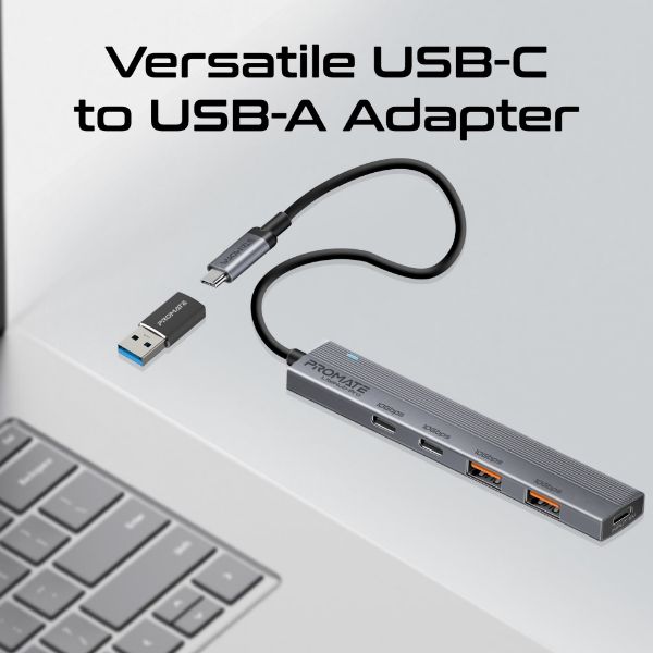 Picture of 4-in-1 USB Multi-Port Ultra Compact Hub USB-C Connector. 2x USB-A 10Gbps Ports & 2x