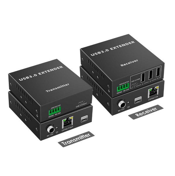 Picture of 4-Port USB-A 3.0 Extender Over Cat5e/6/7 Network Cable. Extend up to 90m (Cat6a)