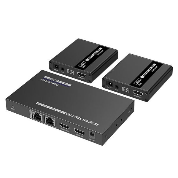 Picture of 1-In-2-Out 4K@30Hz HDMI Extender 1x HDMI 2x RJ45 out Compatible w/ CAT6/6a/7 Cables